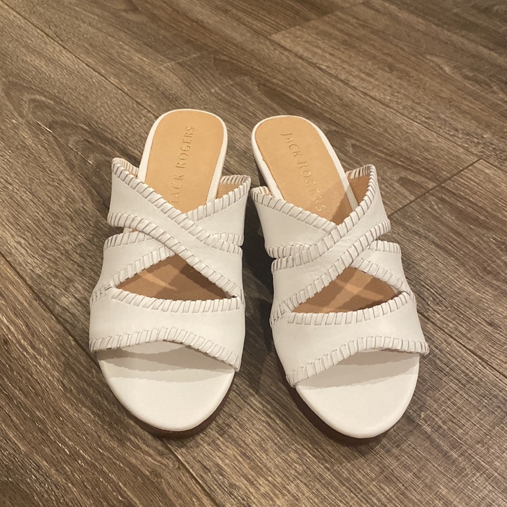 Jack Rogers White Wedges
